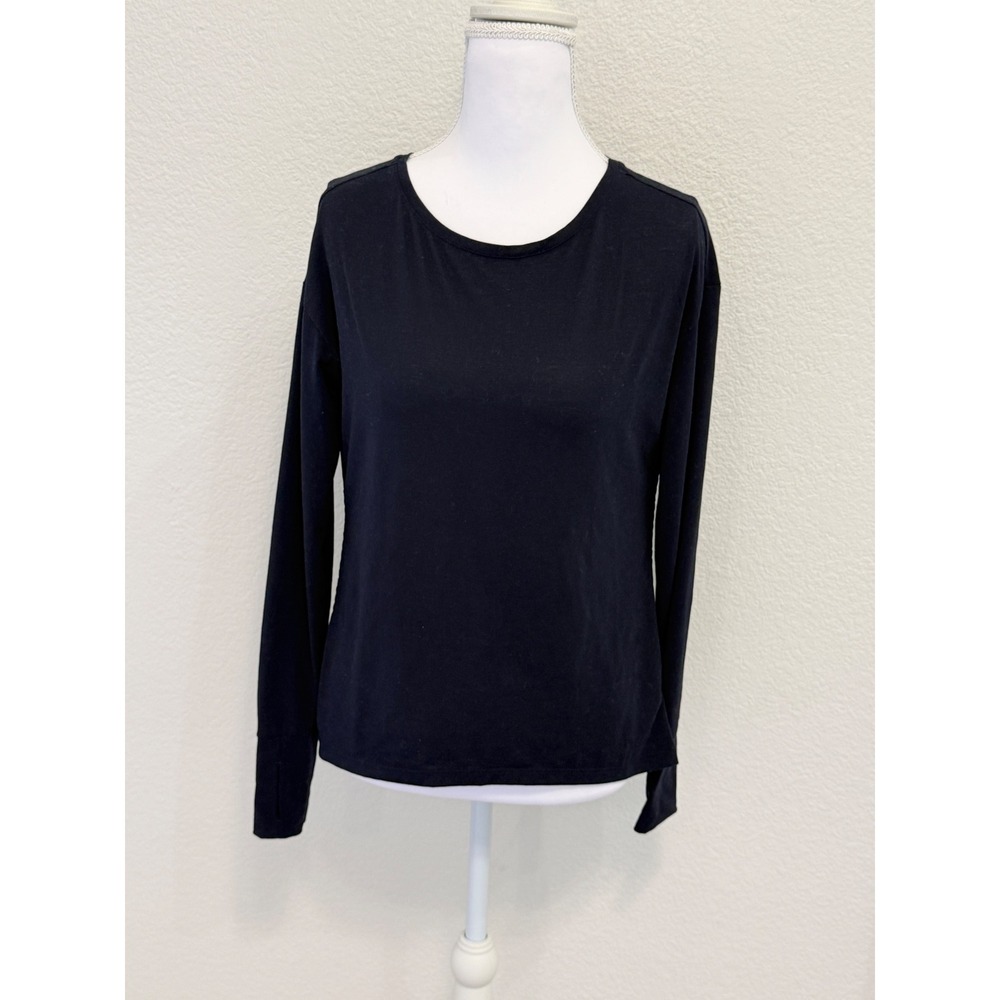 Athleta Womens Navy Long Sleeve‎ Thumbhole Pleated Back Performance Top XXS